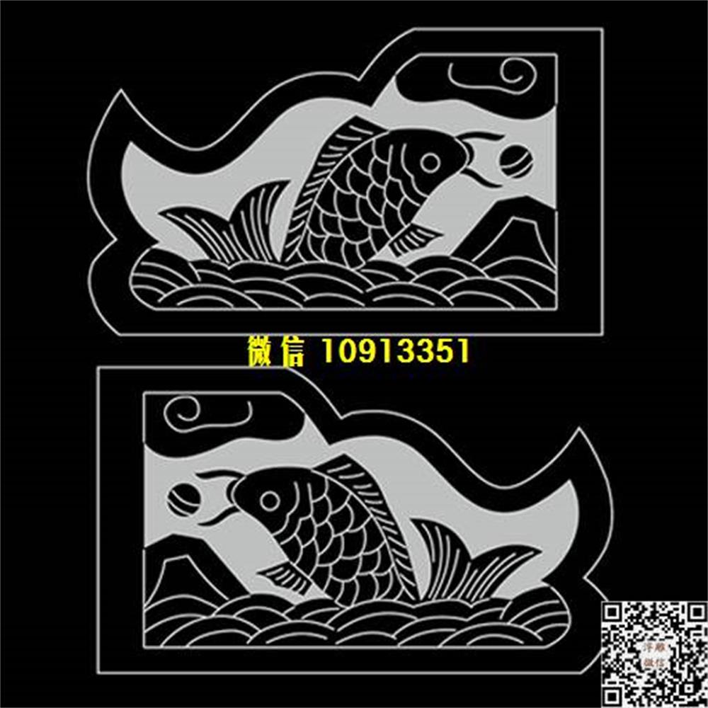 精雕图59鱼包谷线雕图线条图单线铣底图_电脑雕刻plt文泰矢量图精雕图浮雕图